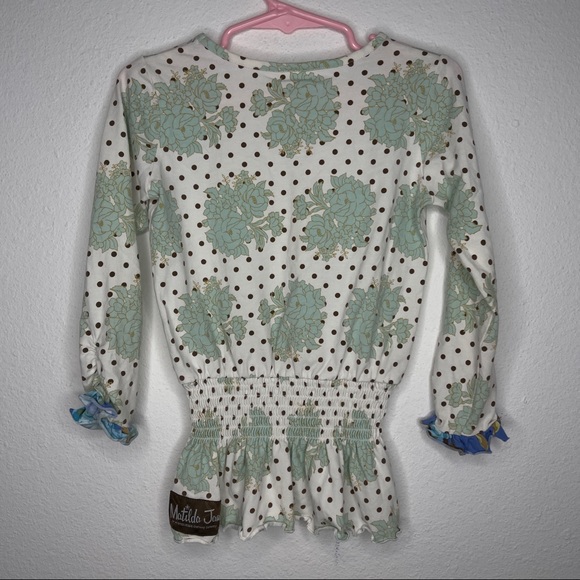 Matilda jane aster elaina top flowers dot smocked ruffle shirt Sz 2 - Picture 3 of 3